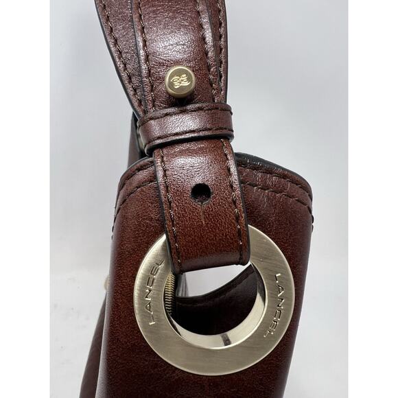Lancel [Authentic] Curb‎ Dark Brown Leather Weave Gold Chain Shoulder Bag, EUC - Picture 7 of 13